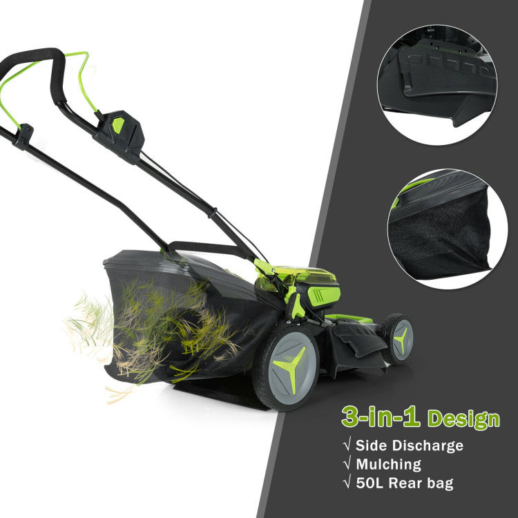 Efficiency Redefined: Embrace convenience with our 2-in-1 straw bag, perfect for large lawns. The 50L grass bag not only minimizes frequent cleaning but also mulches and collects grass effectively. Say goodbye to weed inhalation with the side discharge feature.