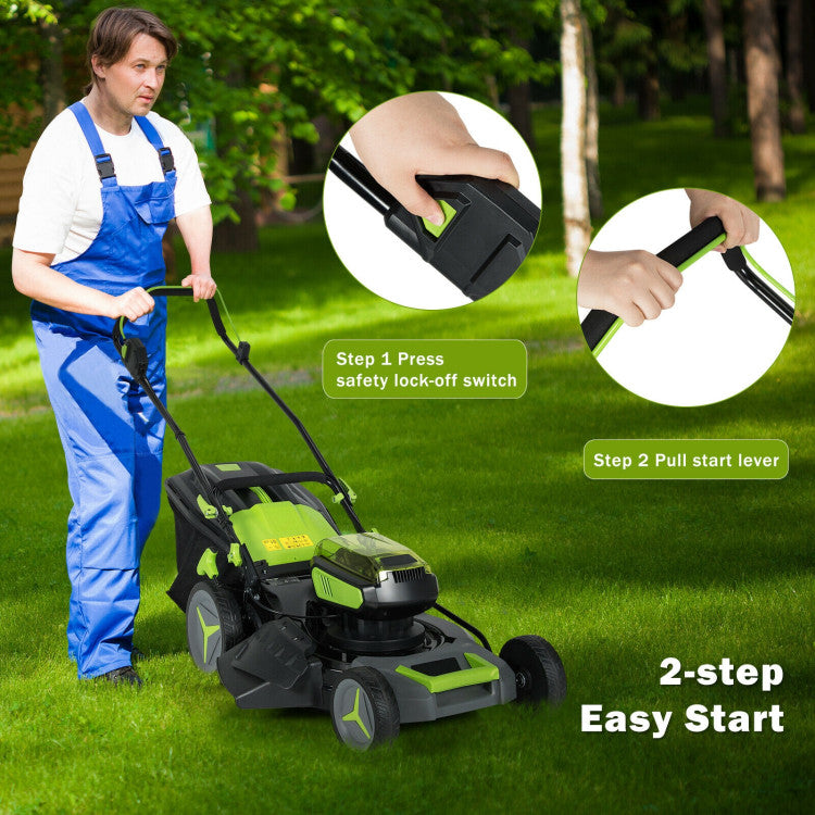 Smart Storage Solution: Our cordless push lawn mower takes convenience to the next level with a folding design. Effortlessly fold it within seconds using the provided manual. Save space with an overall folded dimension of only 47" x 20" x 20".