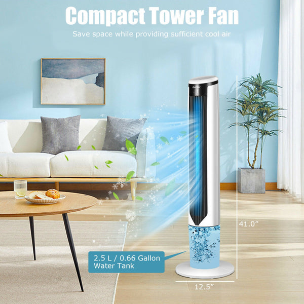Compact and Versatile: With a sleek design standing 41" tall and a compact 12.5" x 12.5" footprint, our space-saving tower fan fits seamlessly into any environment, whether it's your bedroom, living room, or office. Plus, its lightweight construction and built-in handle make it effortlessly portable for on-the-go cooling comfort.