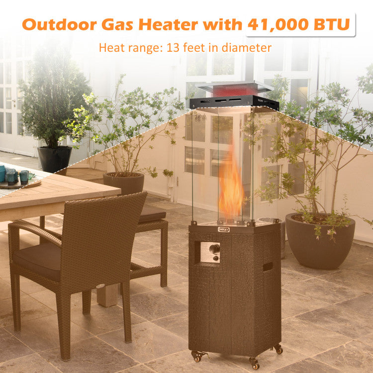 41,000 BTU Propane Patio Heater with Metal Hood and 4 Universal Wheels-Gray