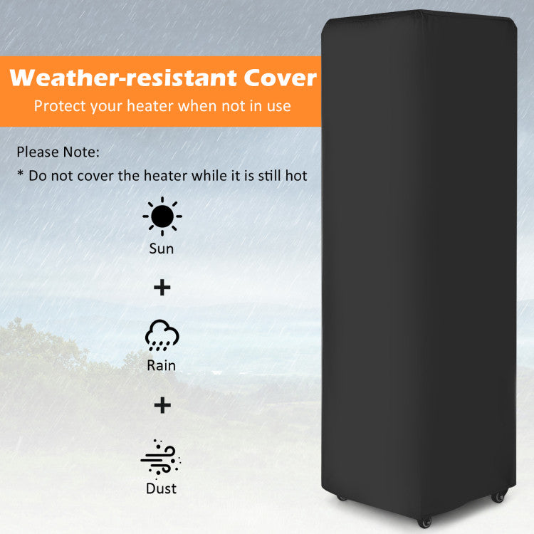 Durable and All-Weather Ready: Built to last with double tempered glass and a stainless steel burner, our CSA-certified heater withstands the elements. The included waterproof cover protects against rain and dust, ensuring year-round durability.