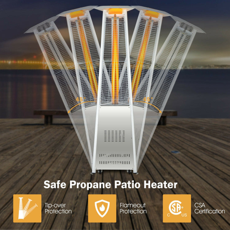 Safe to Use: Your safety is the priority. Therefore, this outdoor patio heater with CSA certification is designed with tip-over protection. It will automatically shut down when it accidentally dumps over 45 degrees. In addition, the flameout protection adds additional safety.