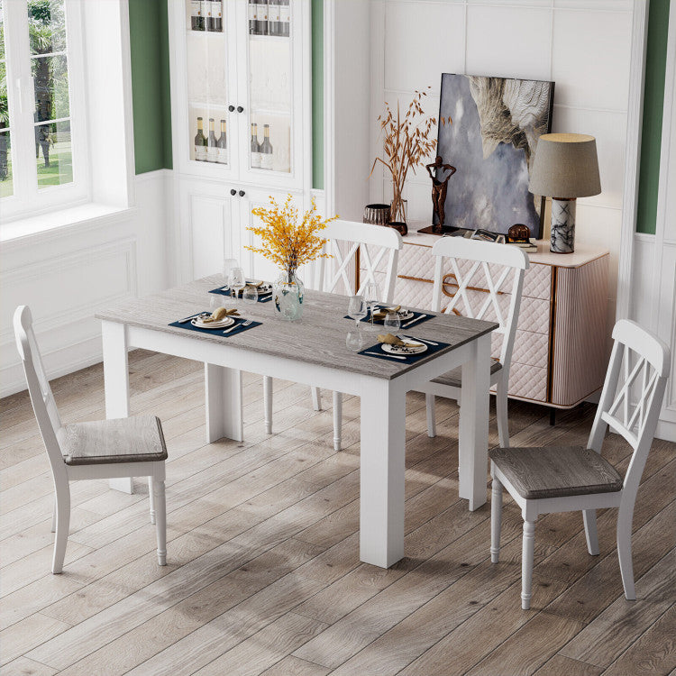 Aesthetically Pleasing Design: Enhance the visual appeal of your dining area with the combination of modern white legs and the rustic surface of this dining table. It adds a touch of elegance and style to elevate your dining experience.