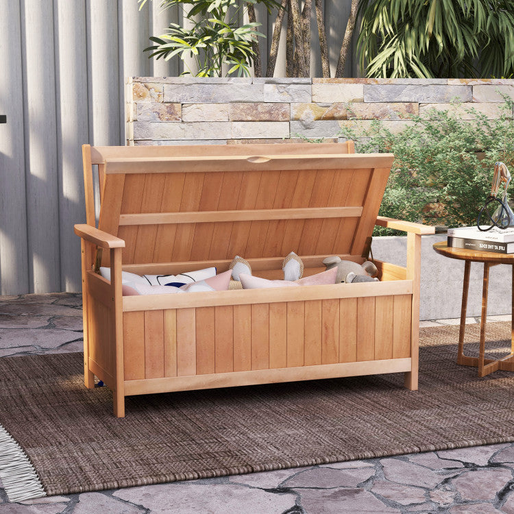 Various Applicable Occasions: Whether in the backyard, garden or by the poolside, our natural wood-colored storage loveseat blends seamlessly into any outdoor setting. DIY to match your style and enjoy thoughtful design details that enhance any occasion.
