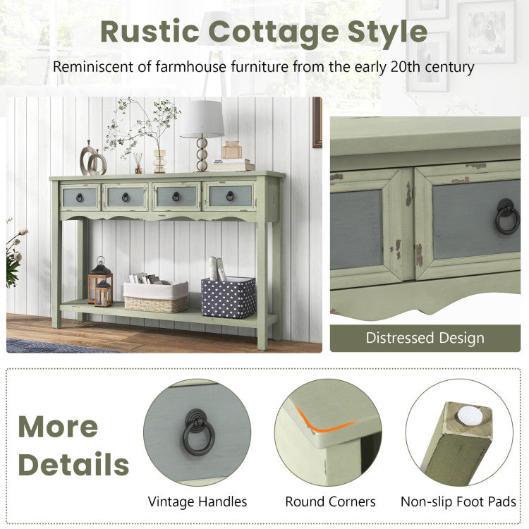 Vintage Inspired Design: Transform your living area with the exquisite vintage-inspired accent table. Embrace the charm of the early 20th-century farmhouse aesthetic, and add a touch of distressed antique finish to your home for a truly timeless look.