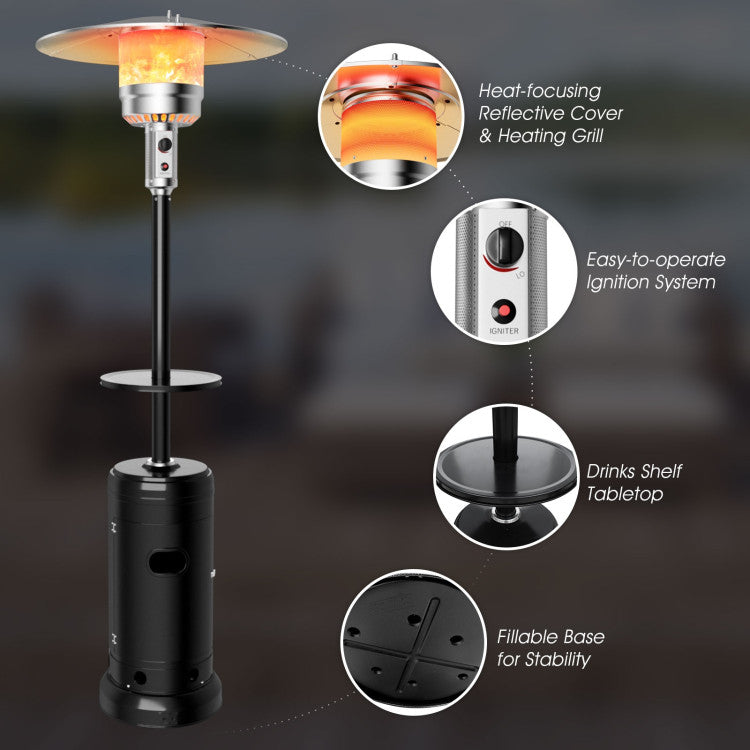 Quick Assembly and Operation: Experience quick and easy installation with detailed instructions and complete accessories. The push-button ignition and temperature control knob make operation a breeze. Adjust the flame intensity and height effortlessly for a customized outdoor heating experience.
