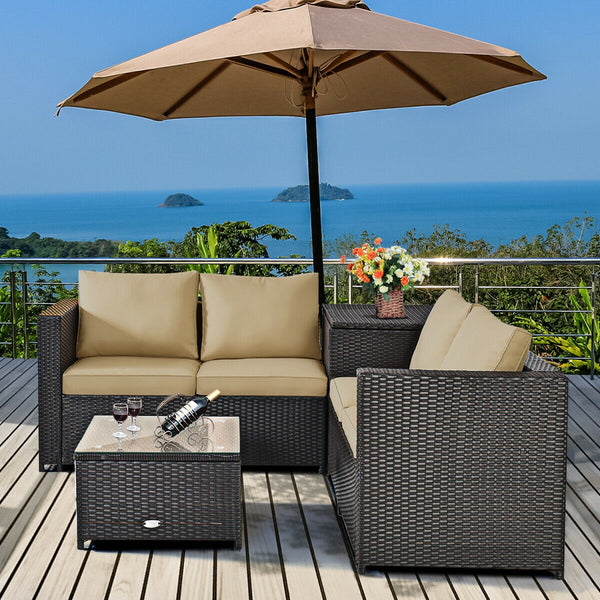 Stylish and Comfortable Seating: Featuring wide seats and thick 4-inch sponge-padded cushions, this patio sofa set offers exceptional comfort and relaxation. Its simple yet modern design adds a touch of fashion to your home, making it a perfect fit for your poolside, balcony, patio, or garden.