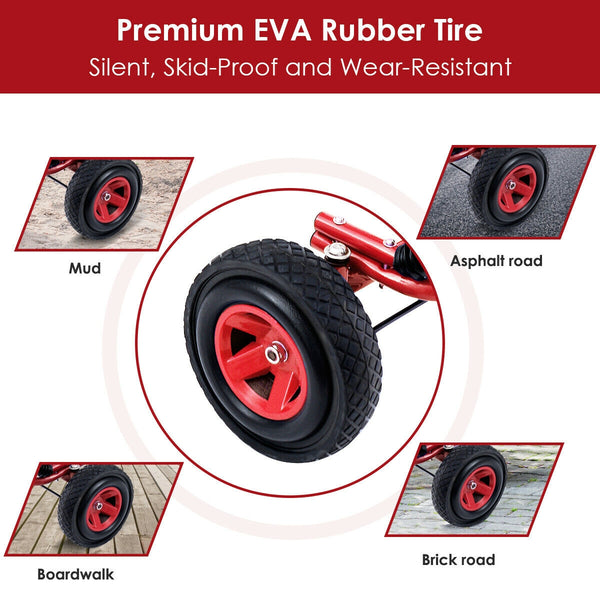 More Scientific Designs for More Practical Functions: The go-kart features scientific designs that provide practical functions, such as easy steering for smooth direction changes. Its rubber wheels are wear-resistant and provide excellent traction on various surfaces, including hard surfaces, grass, and more. Additionally, the fully enclosed chain offers added protection to prevent your kids from falling out.