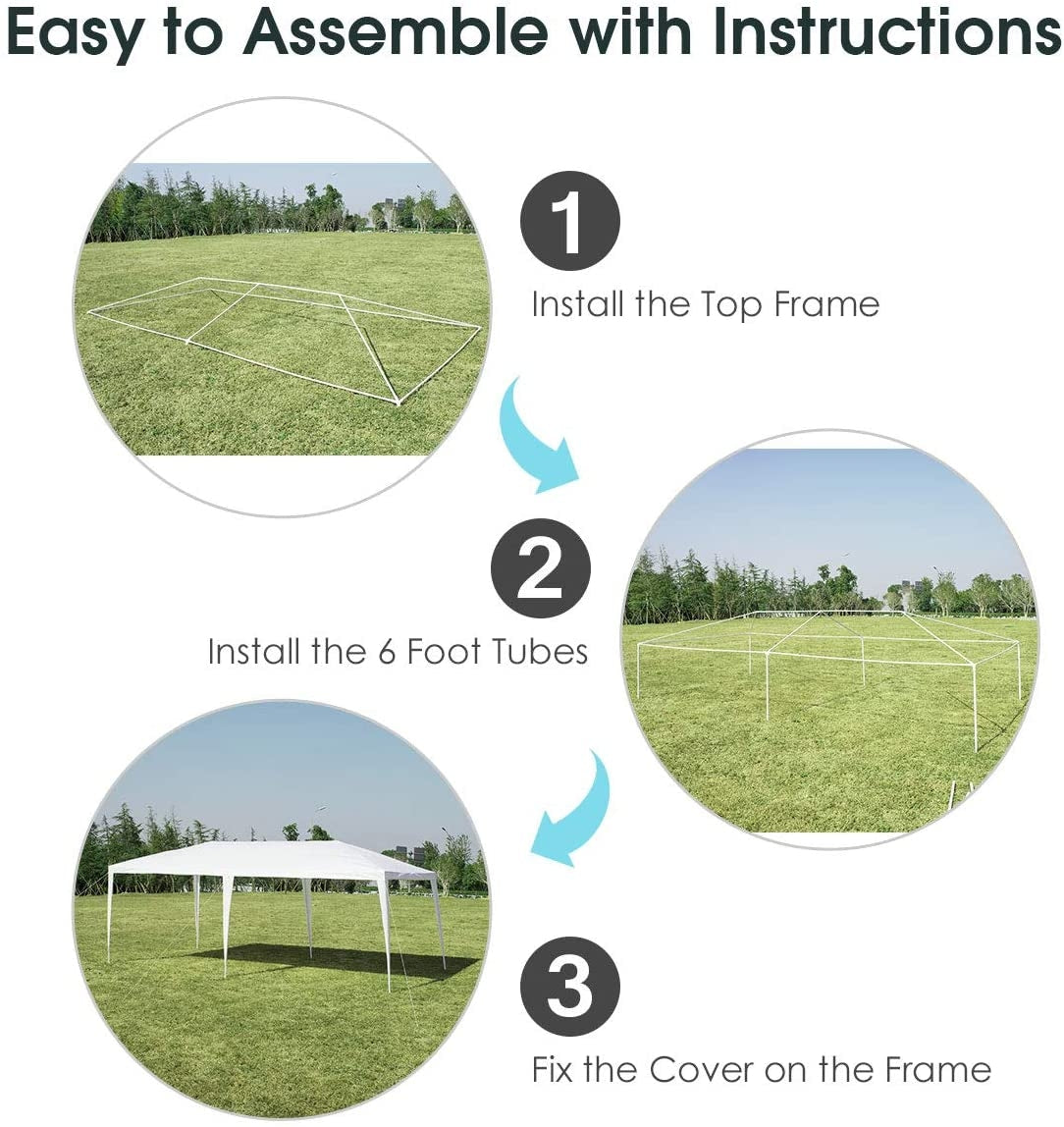 Effortless Installation: Setting up our portable canopy is a breeze with the help of detailed instructions and complete accessories. For your safety, please refrain from using the tent outdoors during heavy rain, snow, or strong winds.