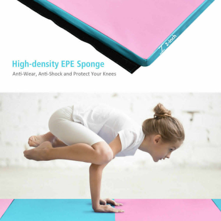 Comfortable High-Density EPE Foam: Elevate your workout experience with our gymnastic mat featuring eco-friendly, skin-friendly PU leather and a 2-inch thick high-density EPE foam. This durable foam not only provides unparalleled comfort but also ensures lasting elasticity, protecting your knees, wrists, elbows, and back during every exercise.