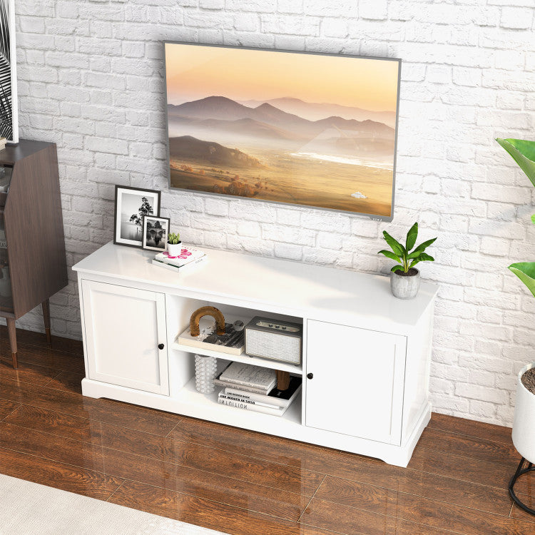 Rock-Solid Stability: This TV cabinet stands firm and wobble-free, thanks to its thickened, widened base. Crafted from high-quality materials, the top surface can support up to 110 lbs. Plus, anti-toppling devices ensure secure wall attachment.