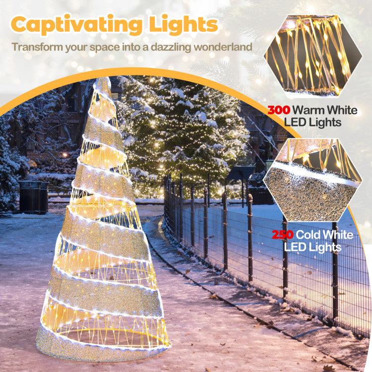 Enchanting Illumination: The warm white and cold white lights blend together to create a captivating display that will mesmerize your guests. The magical glow emitted by the lights on this cone tree adds a touch of enchantment to your holiday gatherings.