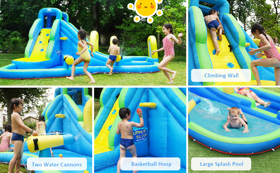 Backyard Water Slides Water Park with Blower for Kids