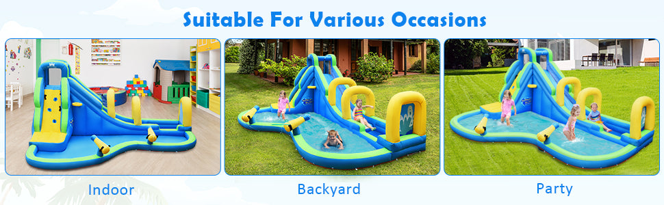 Best 5 in 1 Inflatable Water Slides with Blower for kids Backyard