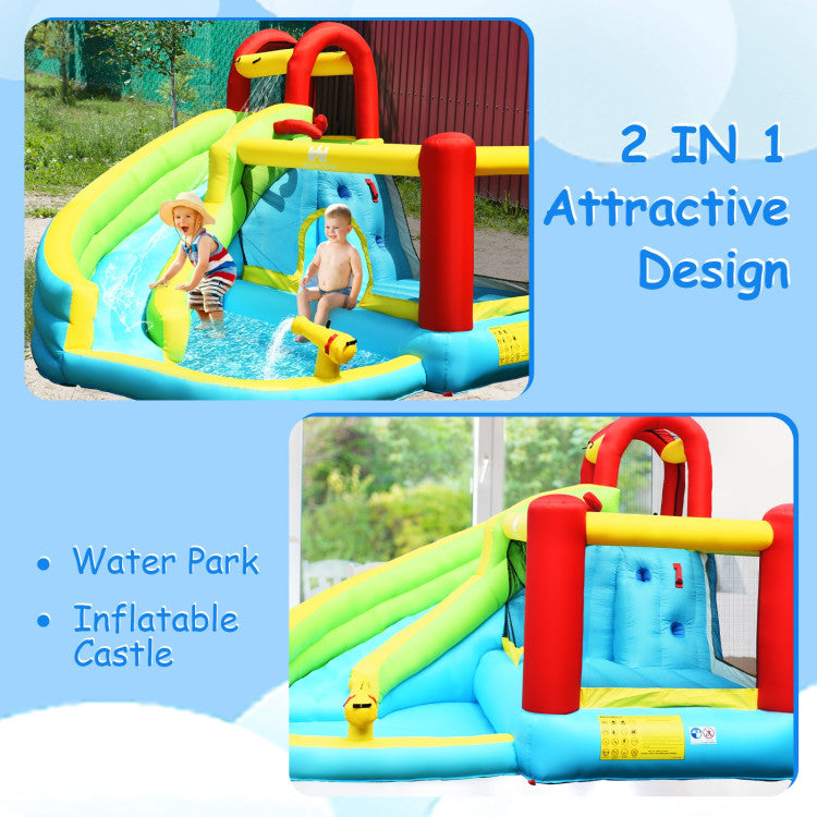 All-Season Fun: This island water slide is the ultimate year-round play companion. In summer, it transforms into a refreshing water park for thrilling aquatic adventures. In winter, it inflates into an exhilarating outdoor bounce house. (Blower not included)