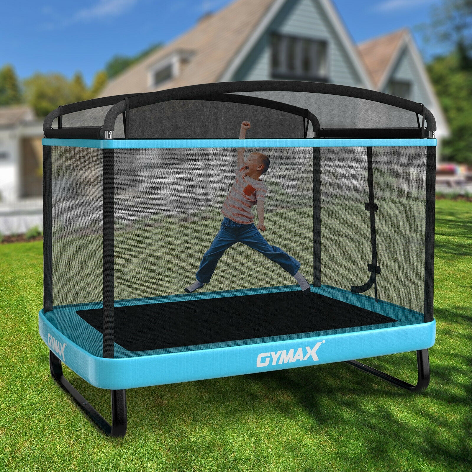 Thoughtful Design: The trampoline has an appropriate height from the ground (16") for easy access, and the zipper with double buckles allows your little one to enter and exit conveniently. The enclosure net adds an extra layer of safety, providing peace of mind while your child has fun.