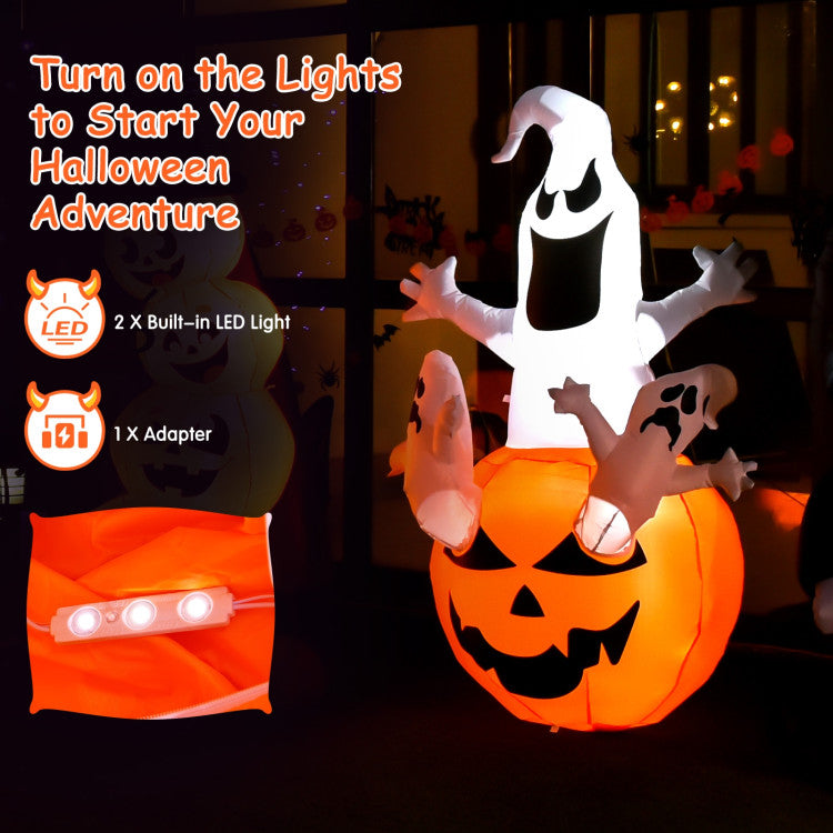 Built-in LED lights: Designed with built-in LED lights, this inflatable Halloween ghost can bring a festive atmosphere indoors and outdoors. Simply light up your yard or garden at night and you can start a Halloween party with your family, friends or neighbors.