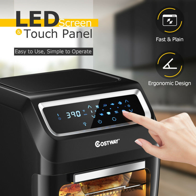 Intuitive LED Touch Screen: Seamlessly navigate your culinary journey with the wide LED touch screen, allowing for easy control. The user-friendly icons provide clear information on time, temperature, cooking programs, and more. Plus, the slanted panel design enhances the ergonomic functionality for added convenience.