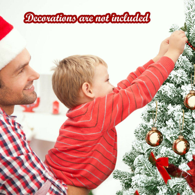 Snow Flocked Christmas Tree for Festive Charm: Elevate your holiday décor with our 7.5 ft Snow Flocked Christmas Tree. The snow-covered branches create a winter wonderland vibe, ensuring it steals the spotlight at your Christmas party. Get ready for a season filled with joy and enchantment!