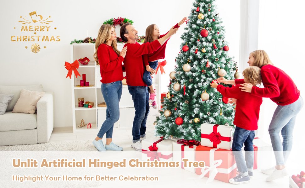 Realistic Appearance and Full Shape: Crafted with 1000 branch tips, this 6ft Christmas tree is leafy enough to give a full and fluffy look. The lush branches form a perfect cone shape, delivering full shape in a well-proportioned way and shades of vivid green.