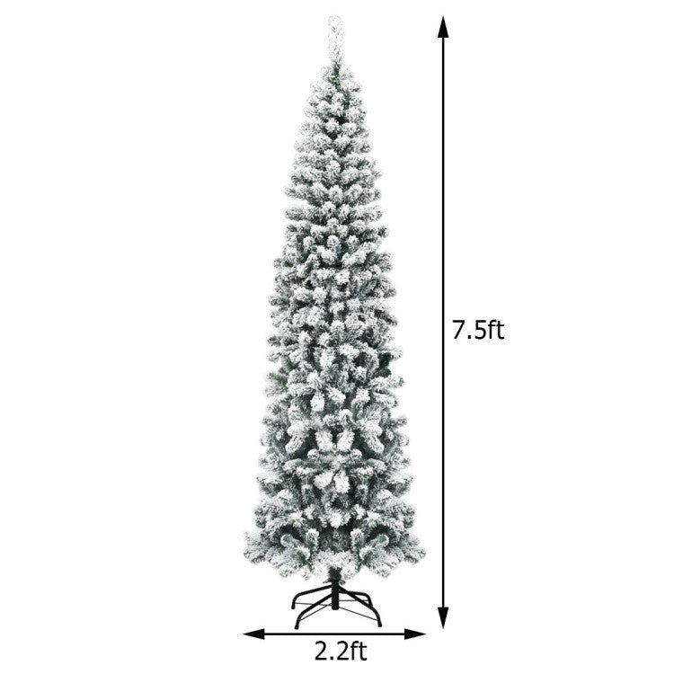 Eye-Catching Addition for Any Place: Snow-flocked leaves create a unique wintry feel, making this 7.5 ft Christmas tree an eye-catching addition for any place. You can either put it at home to add a Christmas atmosphere and celebrate Christmas with family members pleasantly or put it in shops to attract the attention of customers.