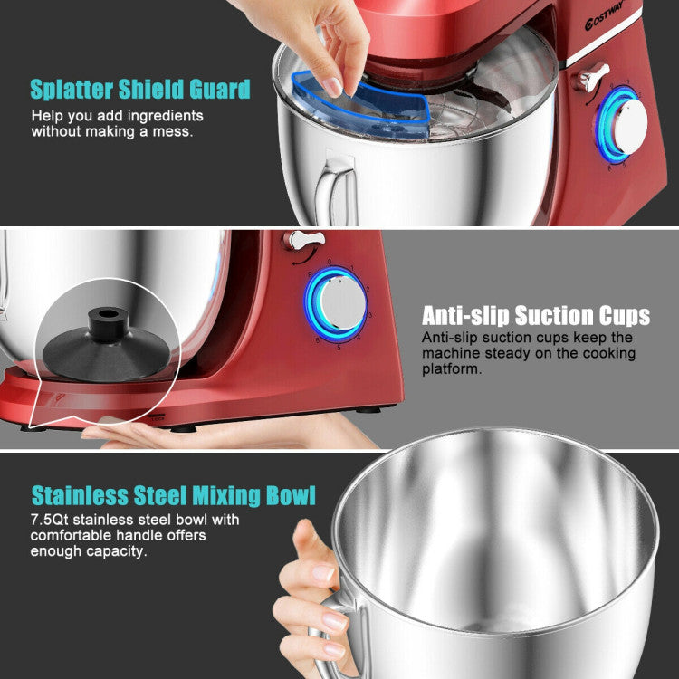 Tilt-Head and Anti-Slip Design: Effortlessly maneuver your mixer with the tilt-head design, providing easy access to attachments and ingredients. The anti-slip suction cups ensure stability during operation, allowing you to mix with confidence and precision.