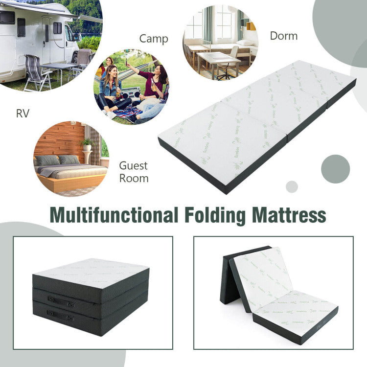 Versatile and Multifunctional: With its space-saving design and premium materials, our tri-fold mattress is a versatile addition to your home or travels. It can be easily folded into various forms to serve as a bench, a lounge, or a sofa, catering to your different needs and preferences.