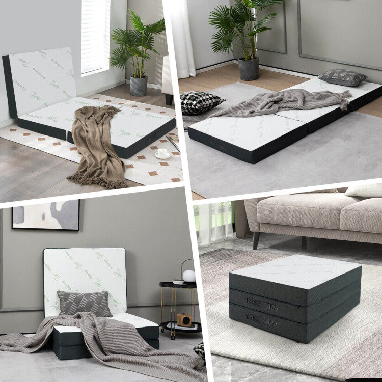Versatile and Multifunctional: With its space-saving design and premium materials, our tri-fold mattress is a versatile addition to your home or travels. It can be easily folded into various forms to serve as a bench, a lounge, or a sofa, catering to your different needs and preferences.