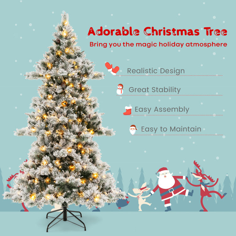 Resilient Materials: This flocked Christmas tree offers a unique blend of realistic pine needles and PVC leaves, combining durability and aesthetics. The chosen PVC material is not only fireproof but also resistant to fading and allergies, with no unpleasant odors.