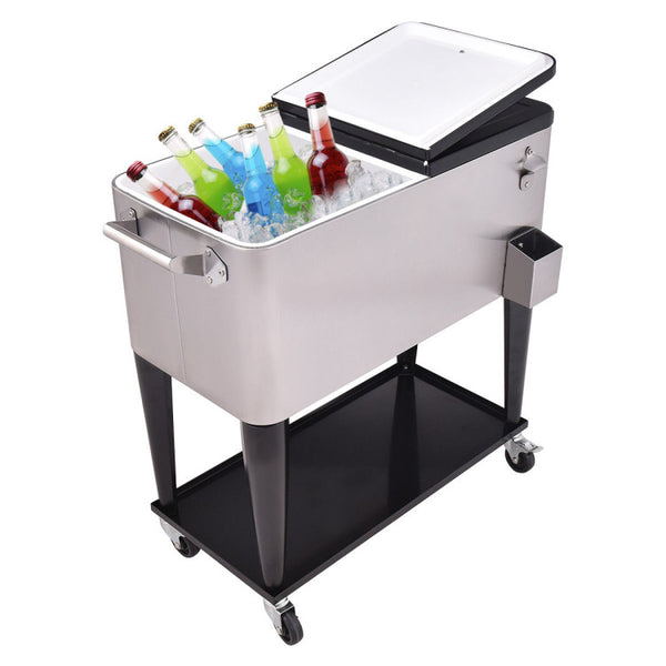 Outdoor Stainless Steel Rolling Cooler: Whether you're embarking on an overnight camping adventure, attending a lively tailgate party, or hosting a sizzling BBQ, our premium cooler ensures your beverages stay chilled while offering ease, comfort, and security.