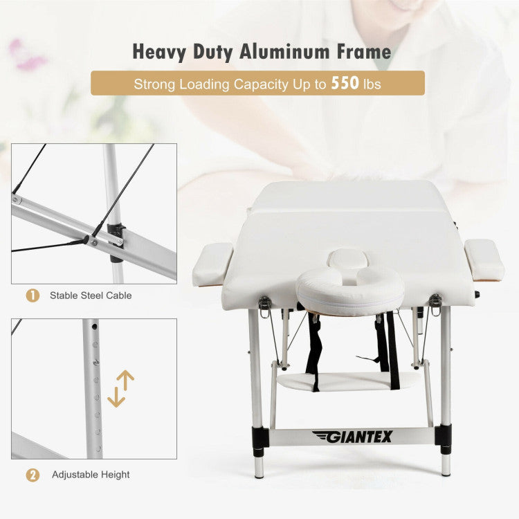 Sturdy Construction: Made of a premium aluminum alloy frame and support steel cables, this folding massage table ensures long service time and comes with a strong loading capacity of up to 550 lbs. In addition, the non-slip foot pads prevent sliding during massage while protecting the floor from scratches.