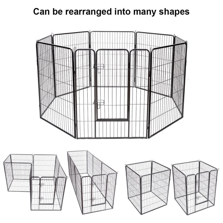 Versatile Shape Configurations: Our playpen consists of 8 panels that are firmly connected using robust ground stakes, ensuring stability. What sets it apart is its adaptability – you can effortlessly reconfigure these panels into various shapes, such as a square, octagon, rectangle, two small squares, or even a divider fence, to suit your space.