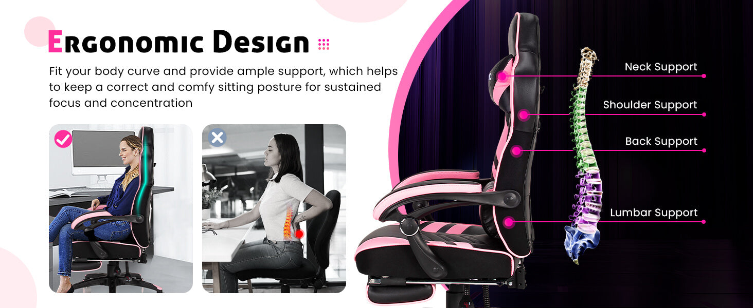 Versatile and Chic Design: Elevate your gaming space with a chair that's not just for gaming. Study, work, sleep, or relax – this chair does it all. Stylishly upgrade your home or office with this multifunctional and fashionable gaming chair.