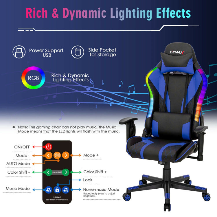 Immersive Gaming Experience with RGB Lights:  Immerse yourself in a thrilling gaming experience with our RGB LED Gaming Chair! Enjoy customizable light modes with a convenient remote, creating the perfect ambiance for epic battles. Upgrade your gaming den now!
