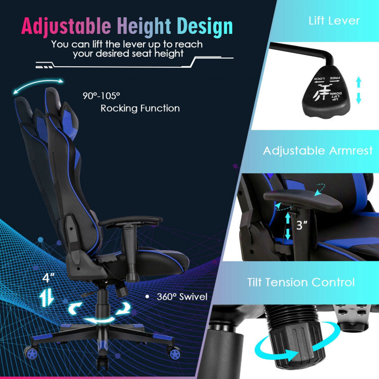 Fully Adjustable Swivel Gaming Chair: Unleash your gaming potential with our Swivel Gaming Chair! Fully adjustable from 90 to 155 degrees, find your perfect position. Ergonomic design, high-density padding, and adjustable features ensure comfort during extended gaming sessions.