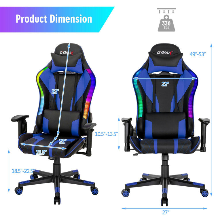 Selected Material and Stable Structure: Unleash the power of our Sturdy Gaming Chair! With a robust metal frame, high-resilience sponge padding, and waterproof PVC leather cover, it's built to withstand intense gaming sessions. Support up to 330 lbs and conquer your gaming kingdom with confidence.
