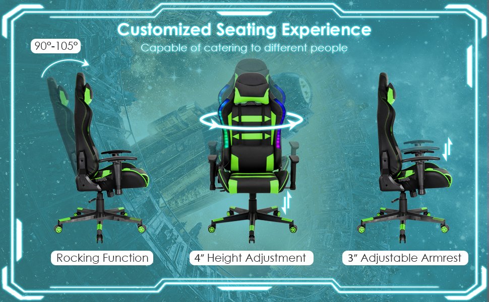 Ergonomic Design for Extra Comfort: Experience ultimate comfort with our Ergonomic Gaming Chair! Designed for long hours of use, it features a plush cushion, adjustable headrest, and lumbar support. Say goodbye to discomfort during intense gaming sessions.