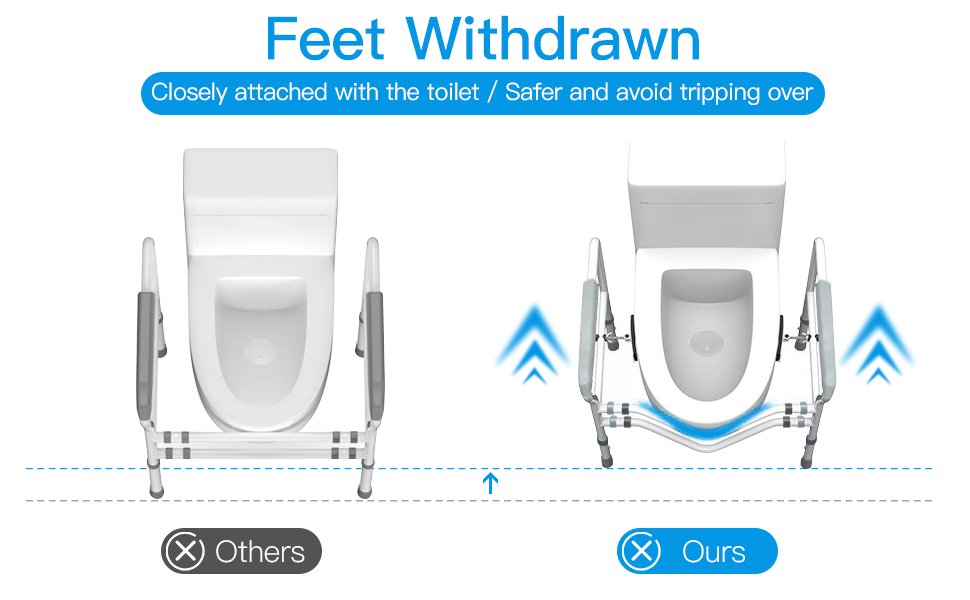 ​This toilet safety grab bar can be installed quickly without any tools or assembly. You simply place it next to the toilet and adjust the clip so it fits snugly against the side of the toilet. Without the tedious assembly process, this toilet grab bar can provide great convenience to the elderly.