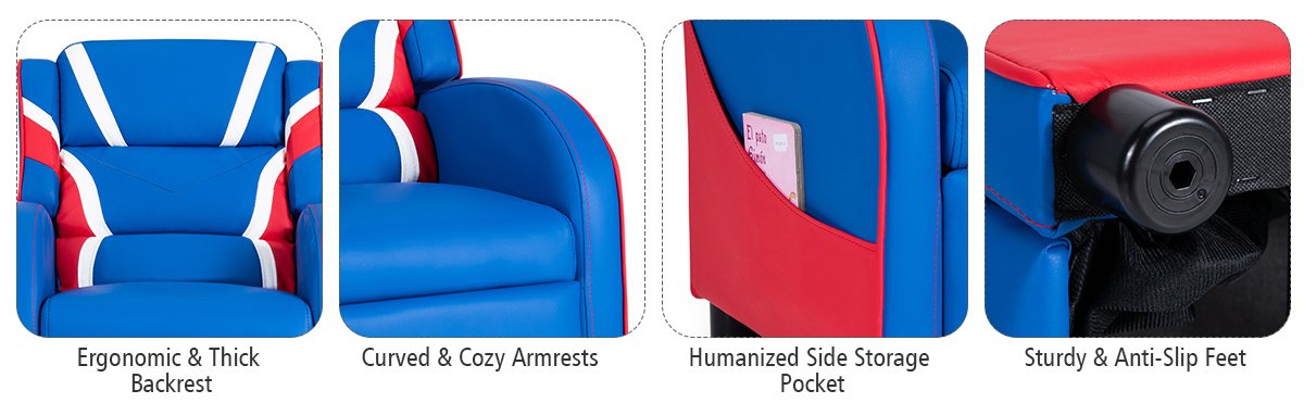 Stable Solid Wood Frame: Crafted of solid wood, this kid’s sofa enjoys good stability for long-lasting use without structural twisting. Strong support from the firm structure guarantees a large weight capacity of up to 155 lbs. The 4 non-slip and scratch-resistant sofa feet make it suitable to be placed on the carpet, floor, etc.