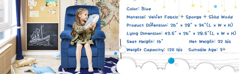 Versatile & Stylish Gift: Ideal for children over 3 years old, this recliner's modern design suits various spaces like children's rooms, living rooms, and bedrooms. Choose from light blue, light brown, light grey, or pink in either velvet fabric or PU leather for a stylish and functional gift option.