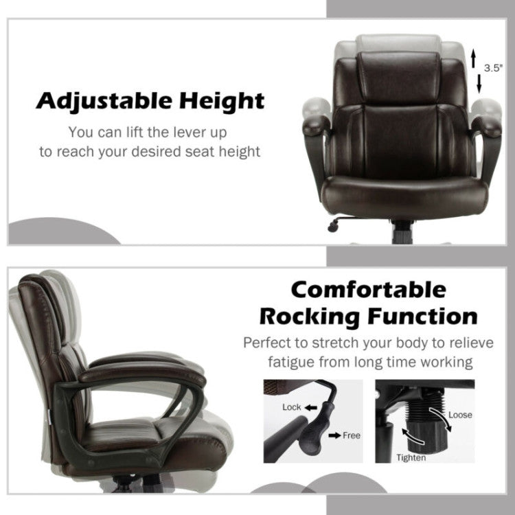 Tailored Comfort at Your Fingertips: Achieve the perfect sitting position with adjustable height (17" to 20.5") and a rocking function (90° to 115°). Your hands and arms will thank you for the plush padded armrests after hours of typing.