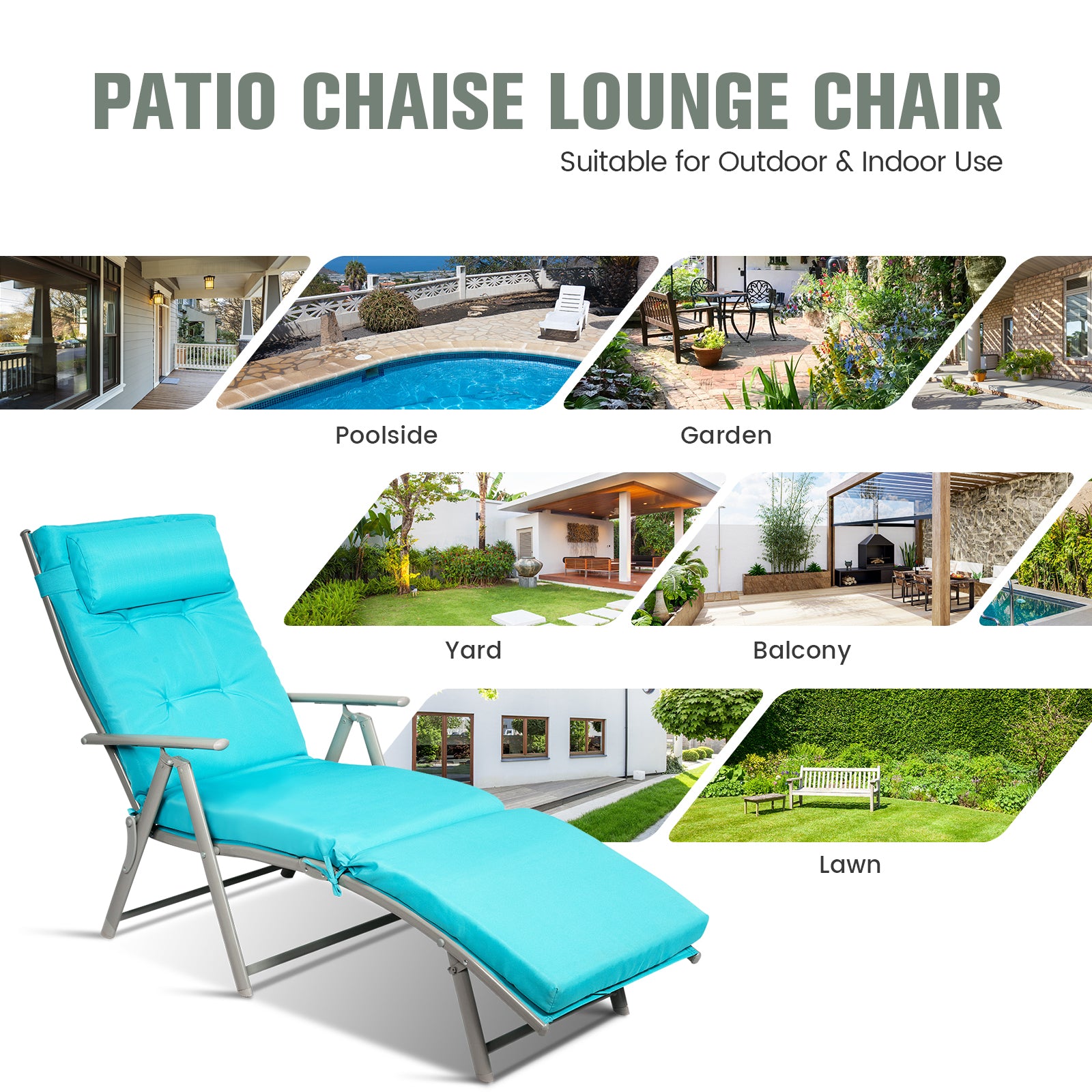  Lightweight and Foldable Design: No assembly is required for this lounge chair—simply unfold it and attach the cushion and headrest to start using it. The lightweight and portable design allows for easy transportation and convenience. Additionally, it can be quickly folded for compact storage, taking up minimal space.