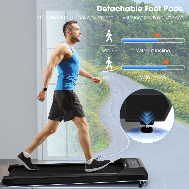 Adjustable Speed and Incline: Elevate your fitness routine with our walking pad, featuring adjustable speed (0.6-3.8 MPH) and incline options. Tailor your workout intensity and experience a new level of versatility. Stay active, stay engaged!