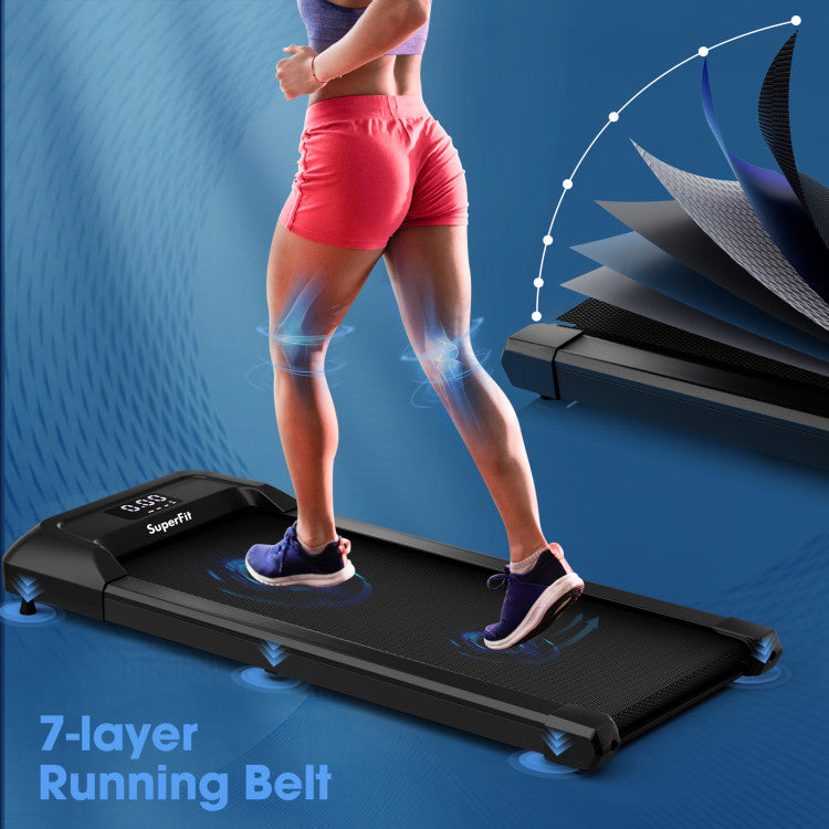 Premium 7-Layer Comfort: Our treadmill boasts a 7-layer running belt that's anti-slip, shock-absorbing, and wear-resistant. Experience superior knee protection and enjoy a smoother walk on the generous 16” width. Walk confidently with premium comfort.