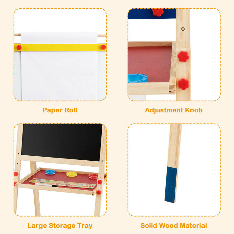 Durable and Safe Construction: Crafted with a sturdy triangle structure and tight screws, this children's easel guarantees stability and durability for long-term use. The environmentally friendly MDF material adds practicality and aesthetic appeal to your little artist's space.