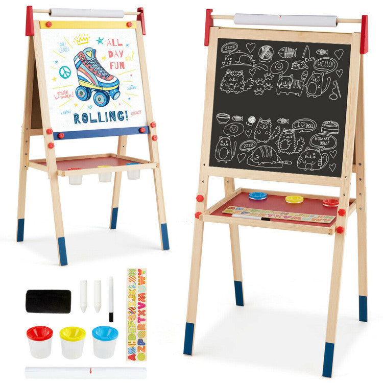 Comprehensive Accessories: Equipped with 3 paint cups, a whiteboard pen, 2 vibrant chalks, and magnetic letters for an interactive and educational experience. The inclusion of a whiteboard eraser ensures easy cleaning for endless artistic adventures.