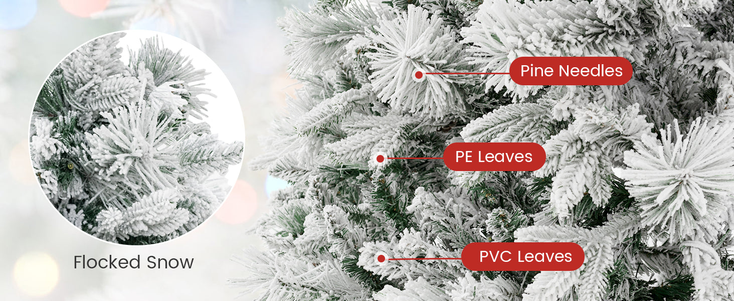 Premium Quality Materials: Crafted from a blend of PE and PVC, our Christmas tree showcases lifelike foliage, including realistic pine needles. Not only is it visually convincing, but it's also fireproof, hypoallergenic, odor-free, and resistant to deformation, ensuring safe and long-lasting use.