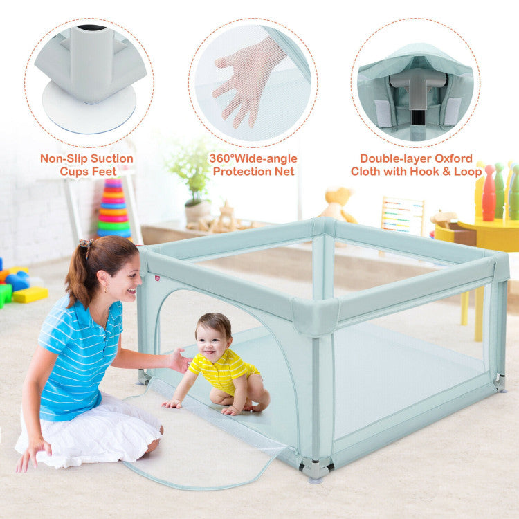Easy to Clean and Store: This toddler play yard can be easily cleaned and wiped with a damp cloth due to its waterproof material. Don't worry about the fence being soiled by the children's saliva. Besides, you can disassemble it effortlessly when your child is not using it, and it is convenient for you to store it.