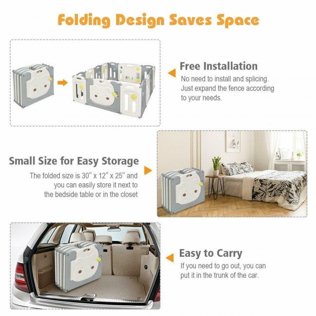 Reasonable Height & Easy to Fold: With a reasonable height, the fence allows parents to keep an eye on their kids’ movement while freeing their hands. In addition, this folding fence saves your room space and can be easily folded and stored in closets, under beds, and other narrow places.
