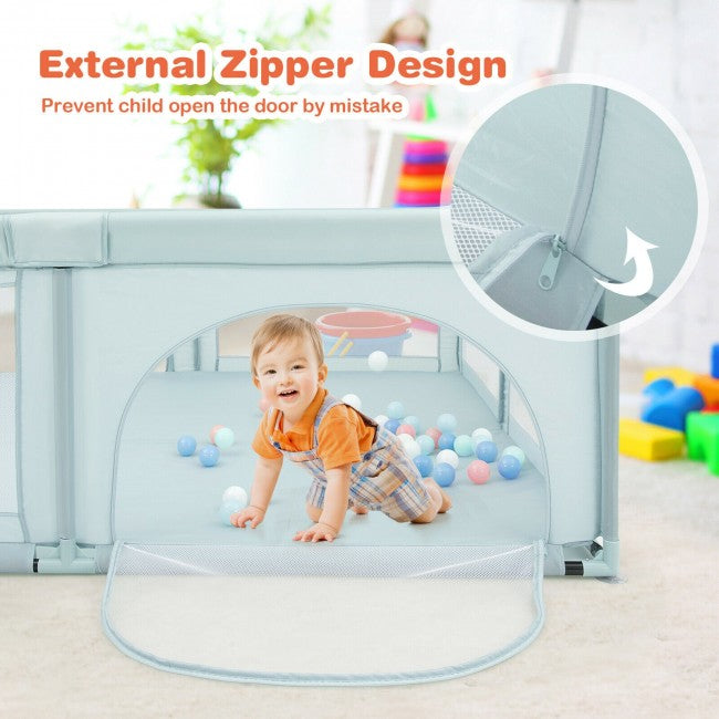 Breathable Mesh and Zipper Door: The baby play center is surrounded by breathable and visible mesh walls, so it allows you to interact with your child and provide your child with a sense of safety. The double door with flexible out zippers lets you observe your baby's behavior and help them in and out if in need.